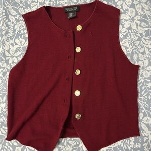 Rachel Zoe Maroon Vest with Gold Accents